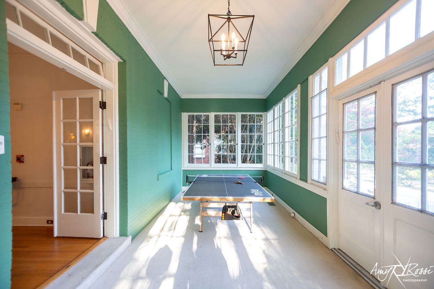 The game room with a ping pong table